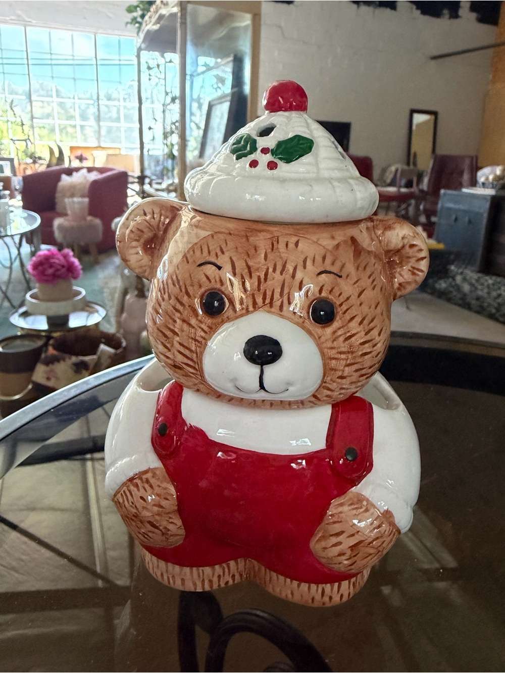 vintage ceramic Christmas teddy bear